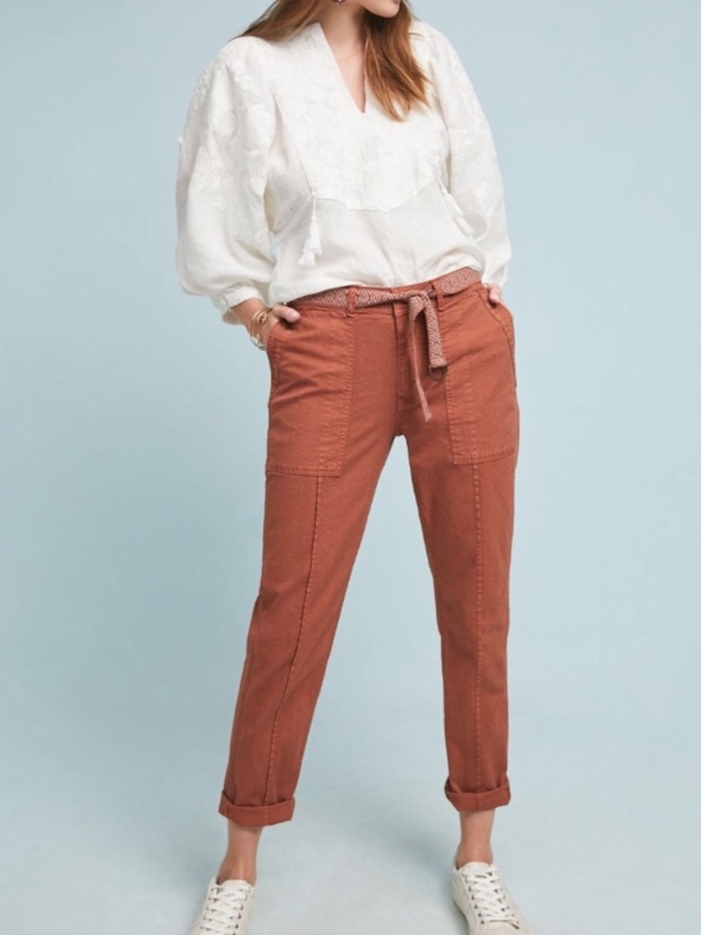Anthropologie The Wanderer Utility Pants in Salmon / Pink / Coral color Size 29
